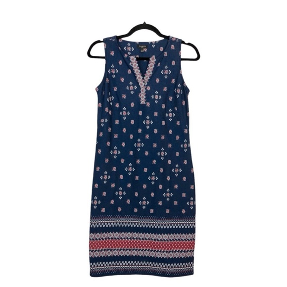 Talbots Navy Sleeveless Dress with Floral Pattern Size XL - Picture 3 of 9